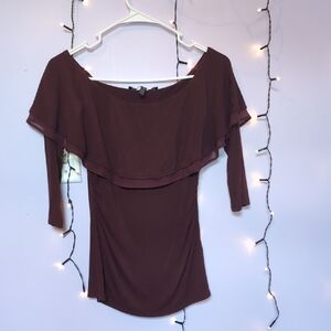 White House Black Market Burgundy Off-Shoulder Blouse